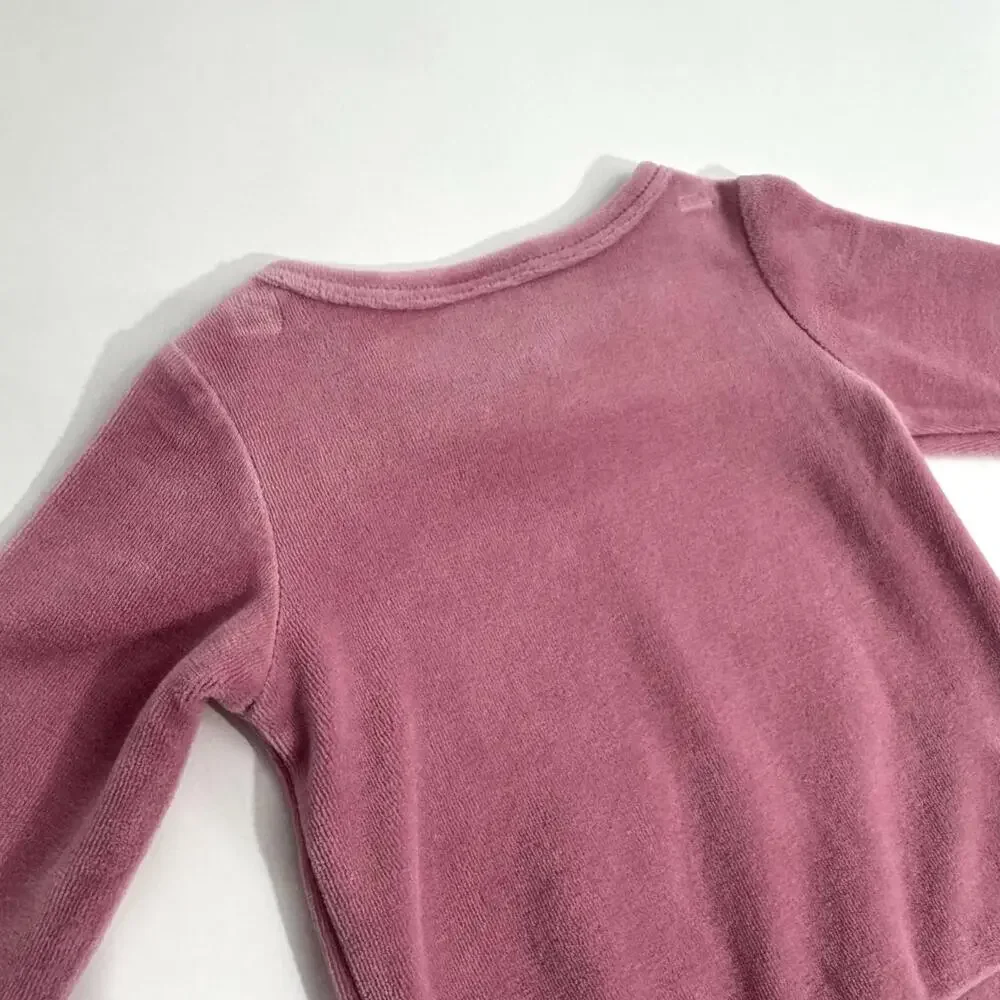 First Impressions Baby Girls Size 3-6 Months Pink Bow Graphic Velour Sweatshirt - Picture 7 of 8